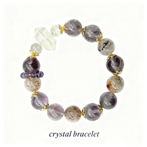 Purple Crystal Elegance Bracelet with Stunning Purple-Hued Crystals Delicate Gold Accents Unique Crystal Shapes Natural Beauty One-of-a-Kind Design